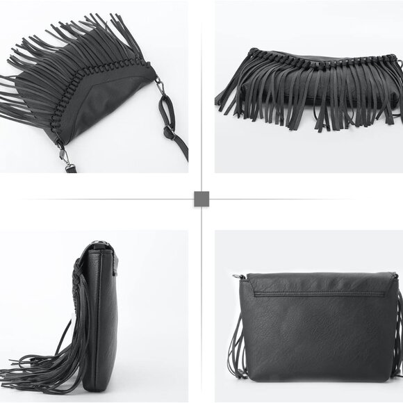 Fringe Crossbody Purse for Women Western Cowgirl Purse Leather Tassel Fanny Pack - Picture 5 of 7